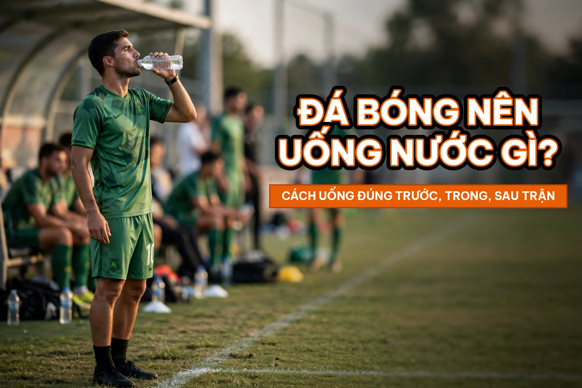 Đá bóng nên uống nước gì - cầu thủ uống nước ở đường biên